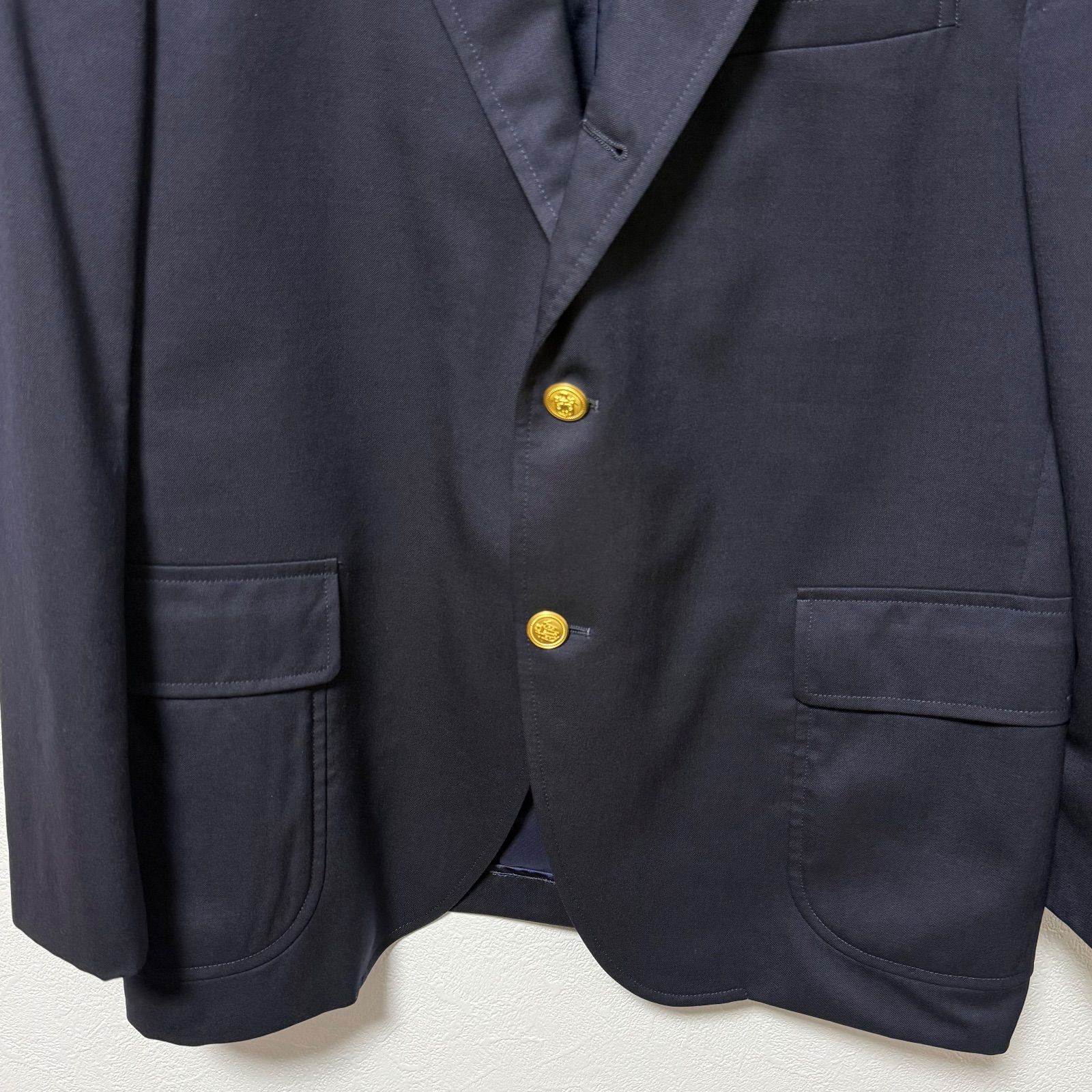 ジェイプレス 紺ブレザー 段返り3ボタン シングル ウールブレザー