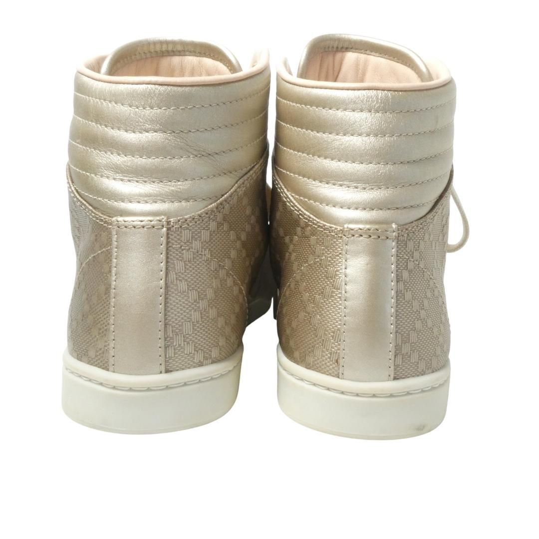 ✨美品✨GUCCI グッチ　ハイカットスニーカー メタリックレザー　ゴールド GUCCI グッチ サイズ35.5 約22.5cm インターロッキングG 総柄 レザー