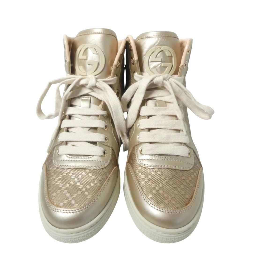 GUCCI グッチ サイズ35.5 約22.5cm インターロッキングG 総柄 レザー