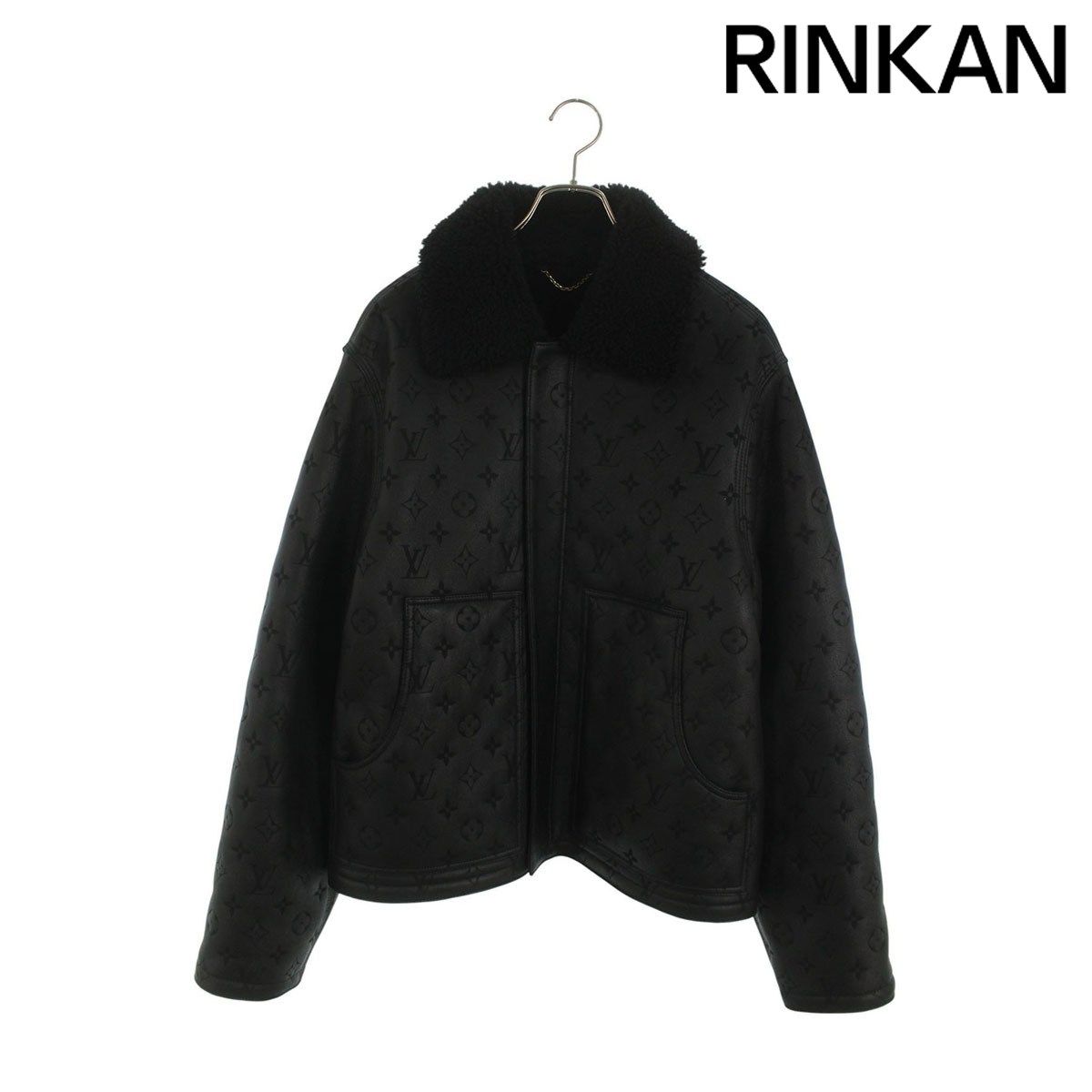 LOUIS VUITTON シアリングエンボスモノグラムムートンレザージャケット LOUIS VUITTON シアリングエンボスモノグラムムートンレザージャケット