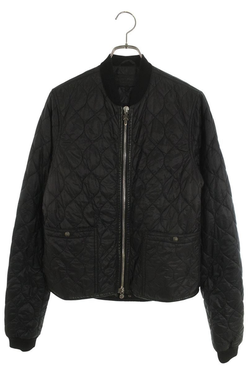 クロムハーツ レザーパイピングキルティングジップアップジャケット