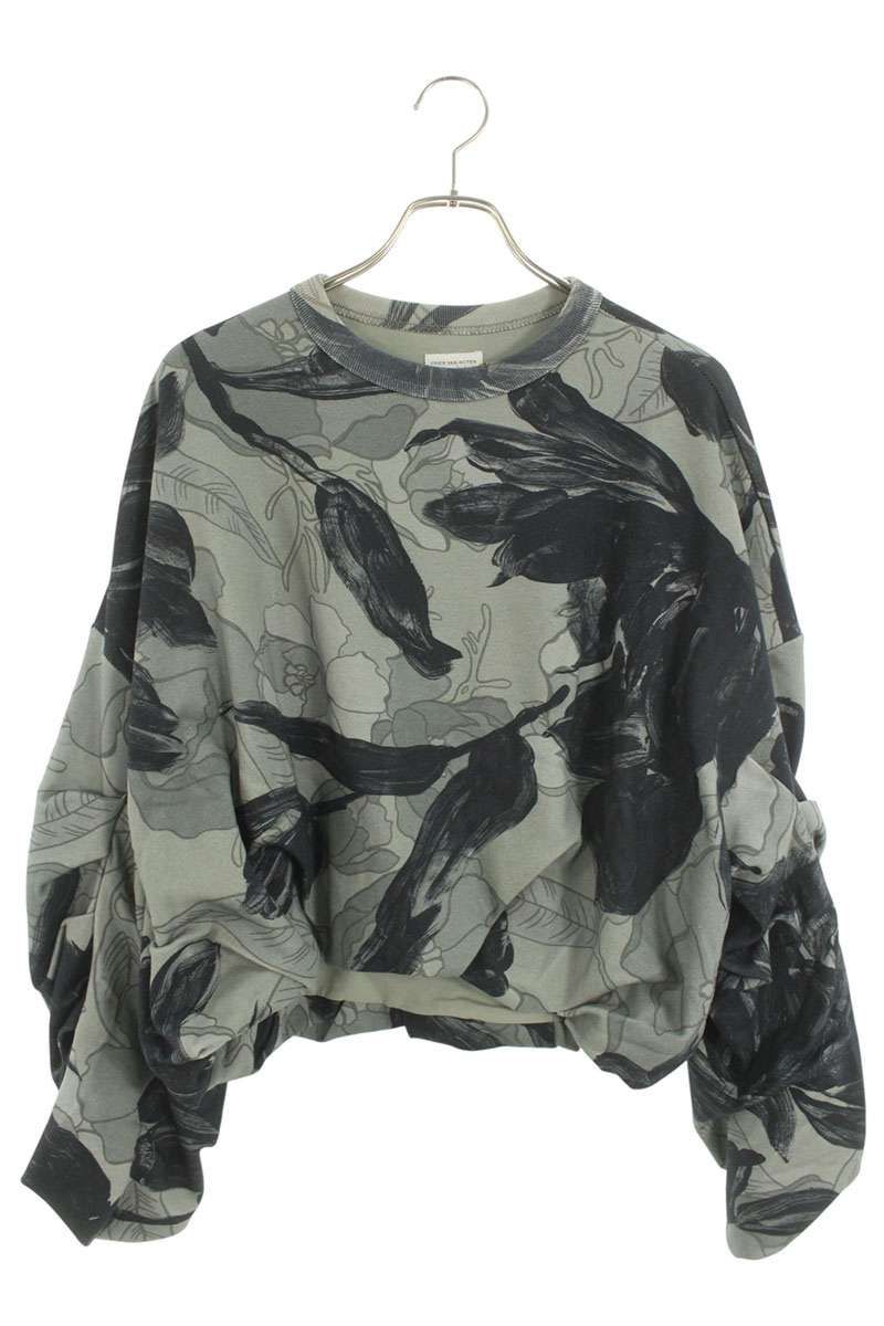 ドリスヴァンノッテン ワンショルダースウェット クロップド丈 コットン ドリスヴァンノッテン フローラルクロップドスウェット レディース XS