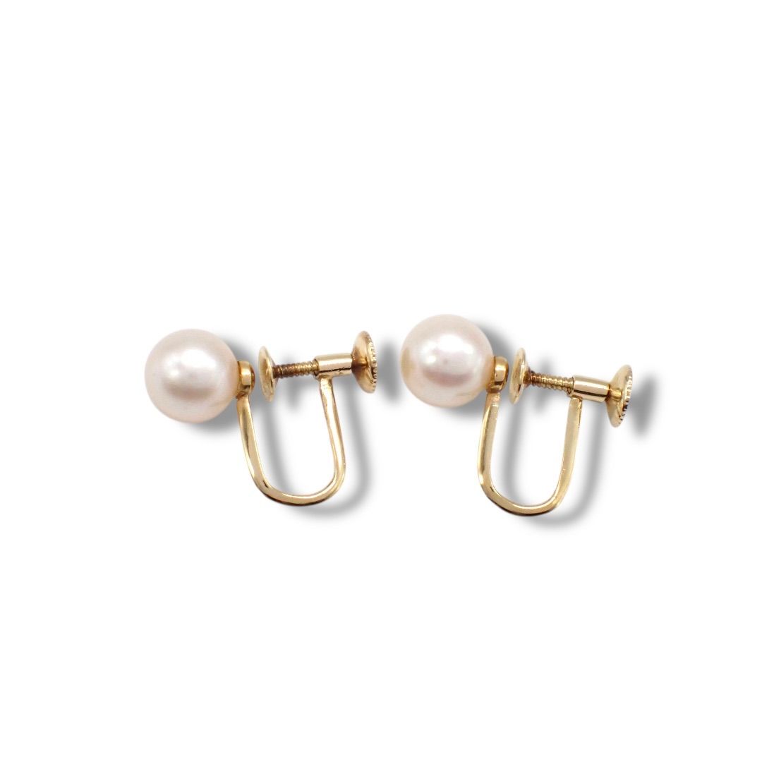 ミキモト MIKIMOTO 7.3mm あこや あこや真珠 パール K14 イヤリング