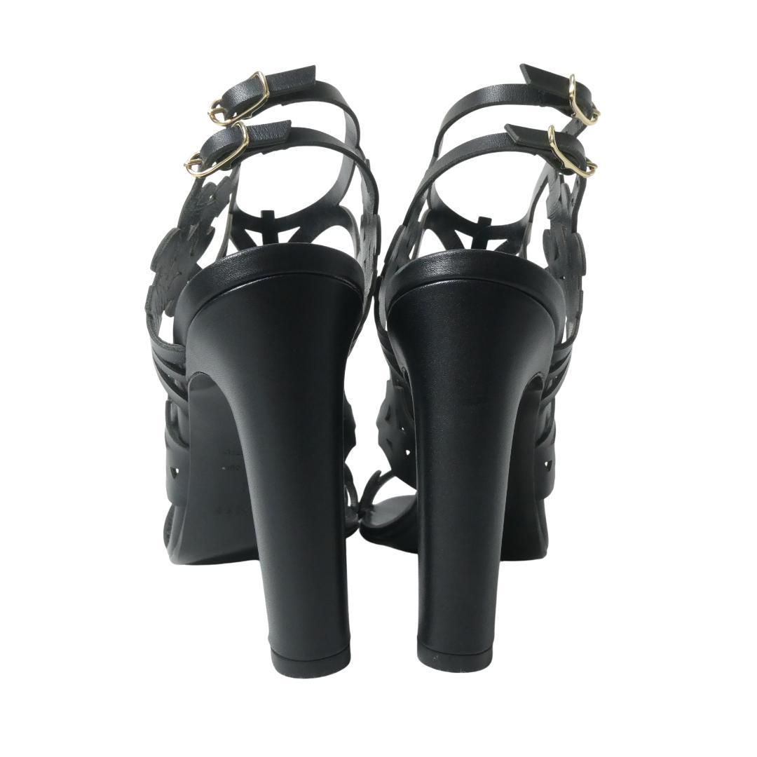 極美品 エルメス レザー ベルト オープントゥ チャンキーヒール サンダル 極美品 HERMES エルメス サイズ39 約26cm レザー ガダルキヴィール柄