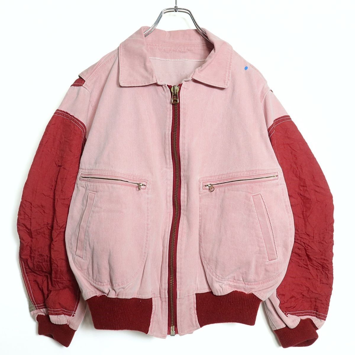 ピンクハウス☆ジップアップブルゾン デニム×ナイロン 大きいサイズL