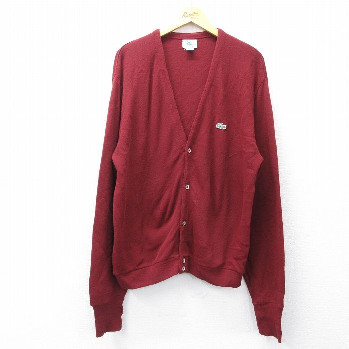 XL/古着 ラコステ LACOSTE IZOD 長袖 ニット カーディガン 90年代 90s