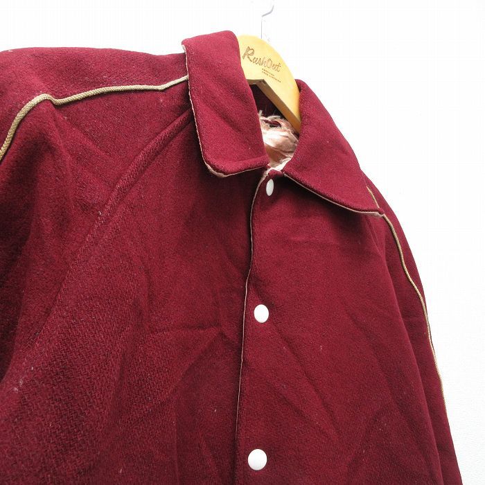 60s 70s 襟付き ウールスタジャン vintage 刺繍　リバーシブル M/古着 長袖 ビンテージ スタジャン メンズ 60年代 60s リバーシブル