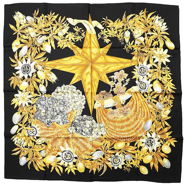 美品】HERMES エルメス カレ90 シルク100% PASSIFLORES パッション