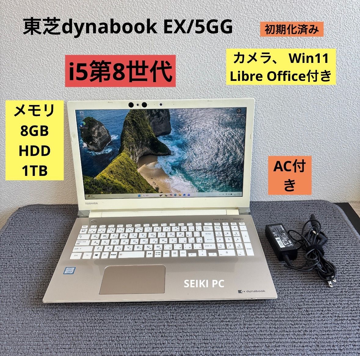 東芝dynabook EX/5GG i5-8250U メモリ8GB HDD1TB Win11 AC付き - メルカリ