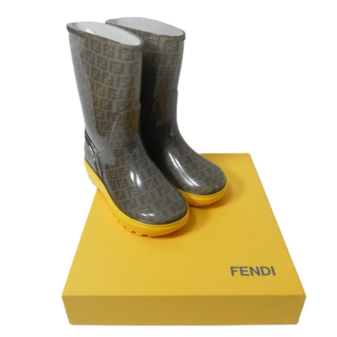 フェンディ FENDI ズッカ柄 レインブーツ 長靴 総柄 ラウンドトゥ