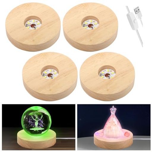 Mchodare木製LEDアクリルスタンド光る展示台ナイトライトランプベース台座LEDディスプレイライトインテリアUSB給電写真、宝石、水晶、キャラグッズ、アイドルグッズ展示用プレゼントクリ…