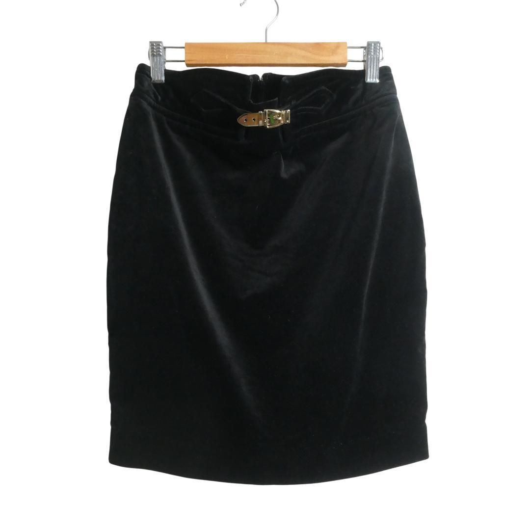 美品 GUCCI グッチ スカート タイト ブラック サイズ40 ラマウール 美品 GUCCI グッチ サイズ40 トムフォード期 ベロア ベルト型バックル
