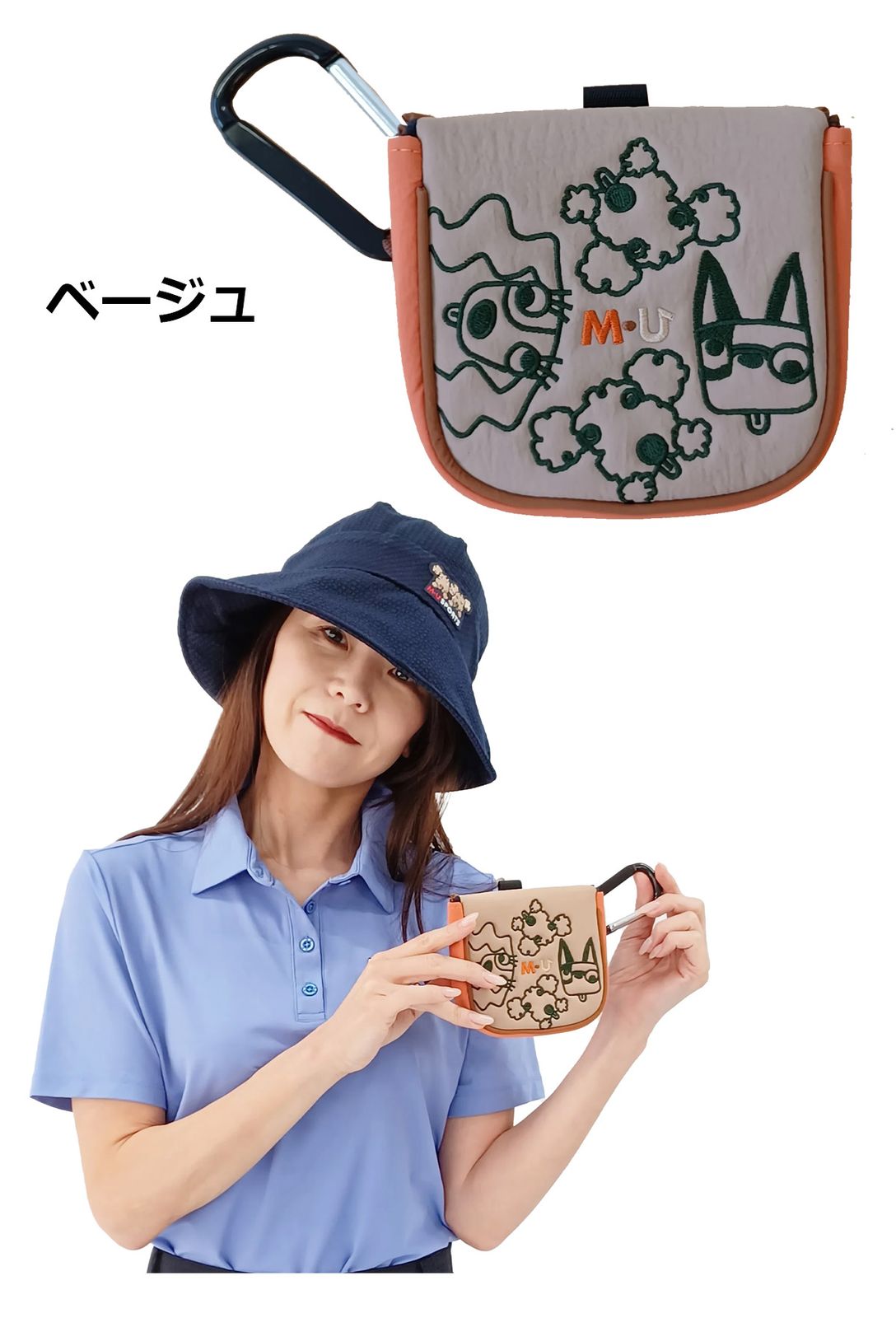 (公式)ワールドゴルフ MU SPORTSの可愛いデザイン MUSPORTS 変顔キャラクター刺繍 スパイダー型 パターカバー 703R2518