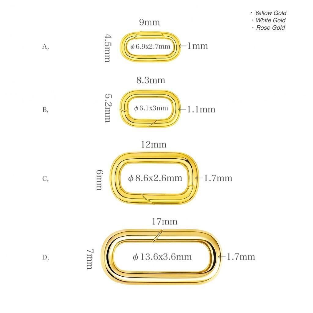 K18YG WG PG クラスプ オーバル 18k パーツ チャーム 開口 コマ