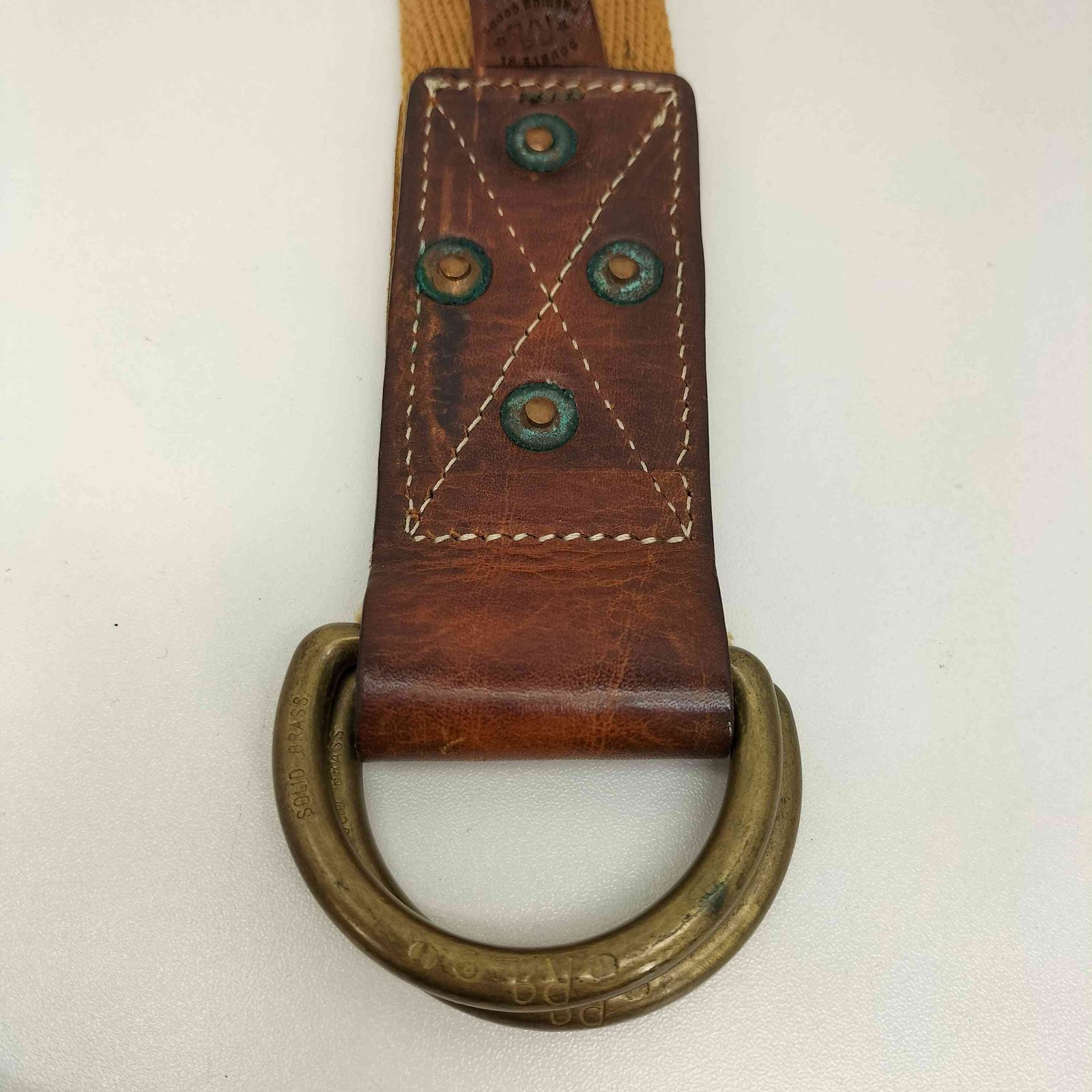 RRL ダブルアールエル　ブラウンレザーリングバックルベルト34 ダブルアールエルラルフローレン RRL RALPH LAUREN イタリア製 レザー