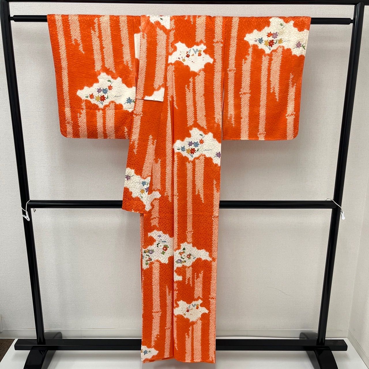 絞り 小紋 裄65.5 正絹 扇に素敵な染めの花 袷 着物 MK-2653 - メルカリ