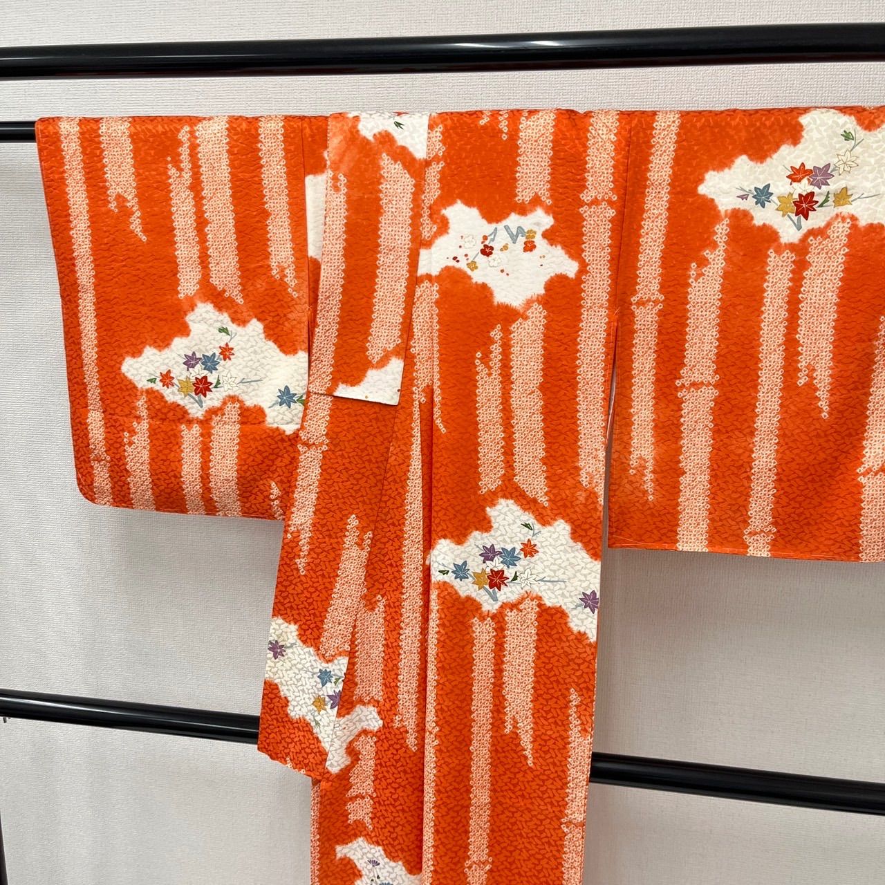 絞り 小紋 裄65.5 正絹 扇に素敵な染めの花 袷 着物 MK-2653 - メルカリ
