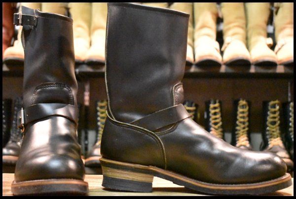 9 D PT 91刺繍 レッドウィング 2268 エンジニア 黒 ブラッククローム スチールトゥ プルオン ブーツ redwing FL 341