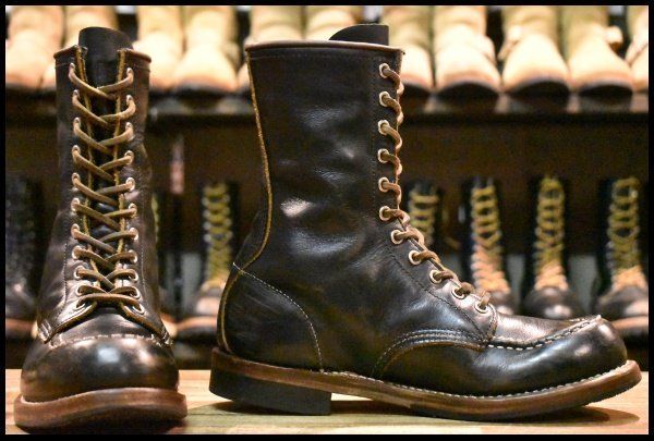 8 D 110周年 レッドウィング 2015 ハンツマン 黒 ブラック クローンダイク 茶芯 編み上げブーツ redwing FL 345