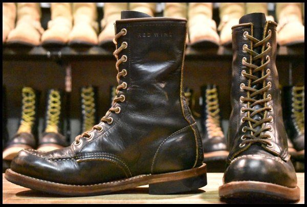 8 D 110周年 レッドウィング 2015 ハンツマン 黒 ブラック クローンダイク 茶芯 編み上げブーツ redwing FL 345
