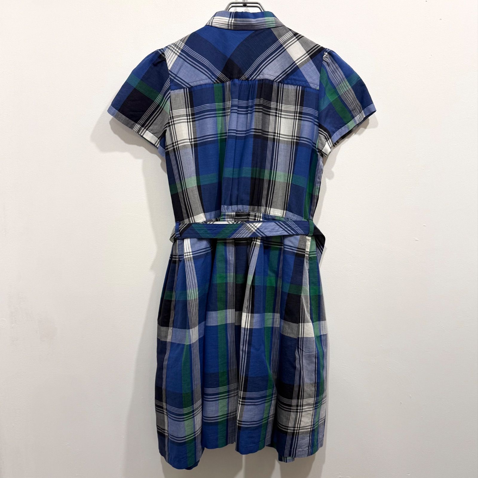 BURBERRY BLUE LABEL シャツワンピース ワンポイント ロゴ刺繍 ブルー