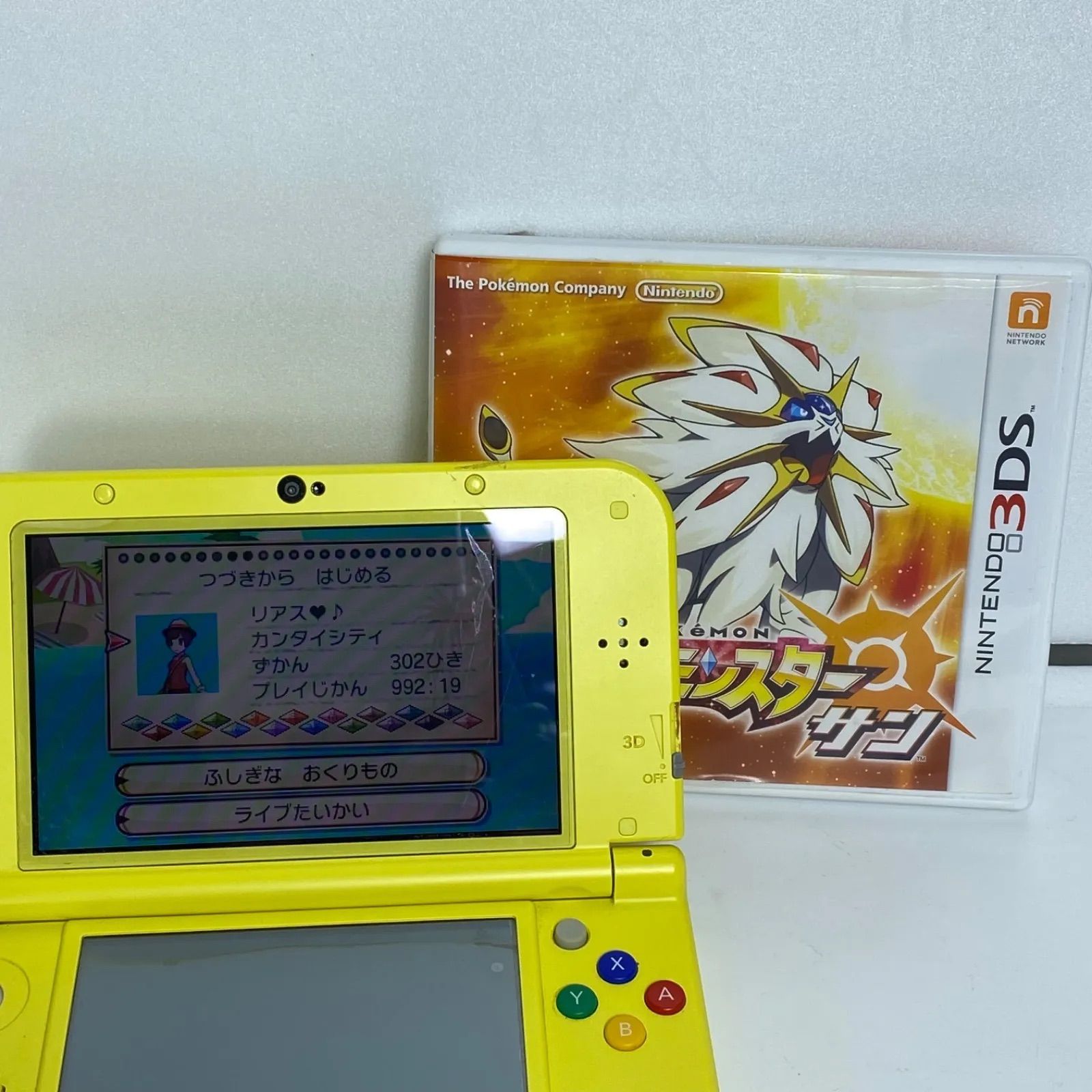 3DS ポケットモンスター サン 動作確認済み やり込みデータ 992時間 箱