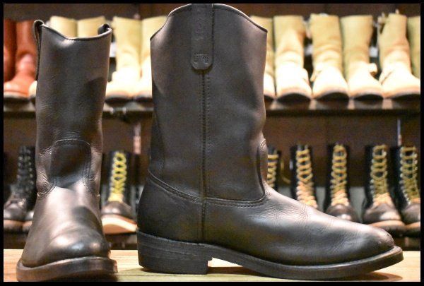 11 5 D 羽タグ 02年 レッドウィング 1116 ペコス 黒 ブラック プルオン ビブラム 8155 ブーツ redwing pecos FL 351