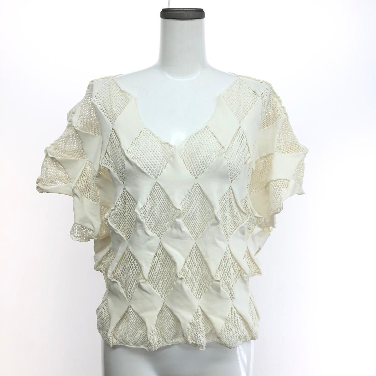 PLEATS PLEASE プリーツプリーズ メッシュカットソー サイズ:3 ダイヤ PP22LK943   ホワイト レディース / 240001172158 PLEATS PLEASE プリーツプリーズ メッシュカットソー サイズ:3 ダイヤ