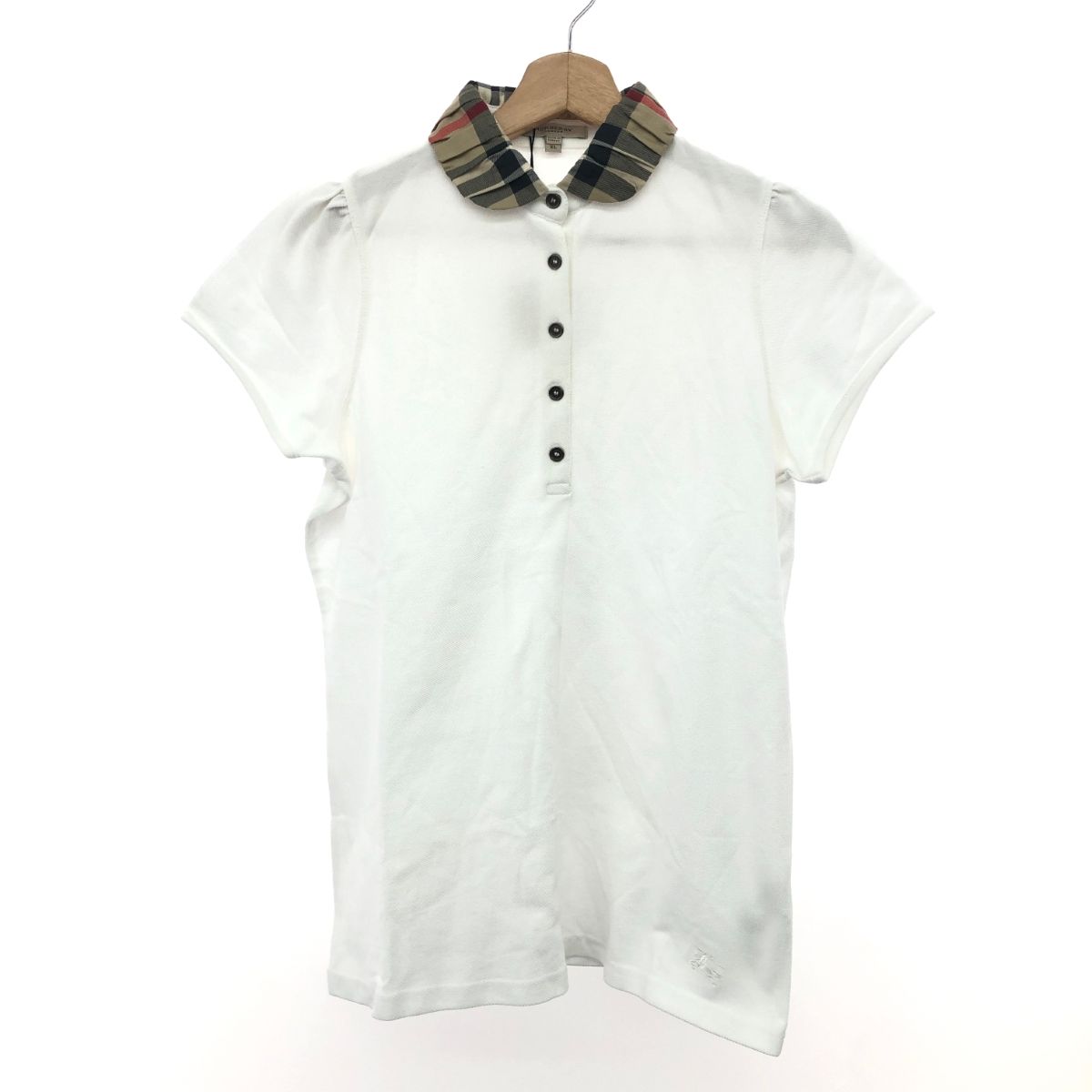 LONDON バーバリーロンドン ポロシャツ サイズ XL 襟ノバチェック ポニー刺繍 ホワイト レディース |