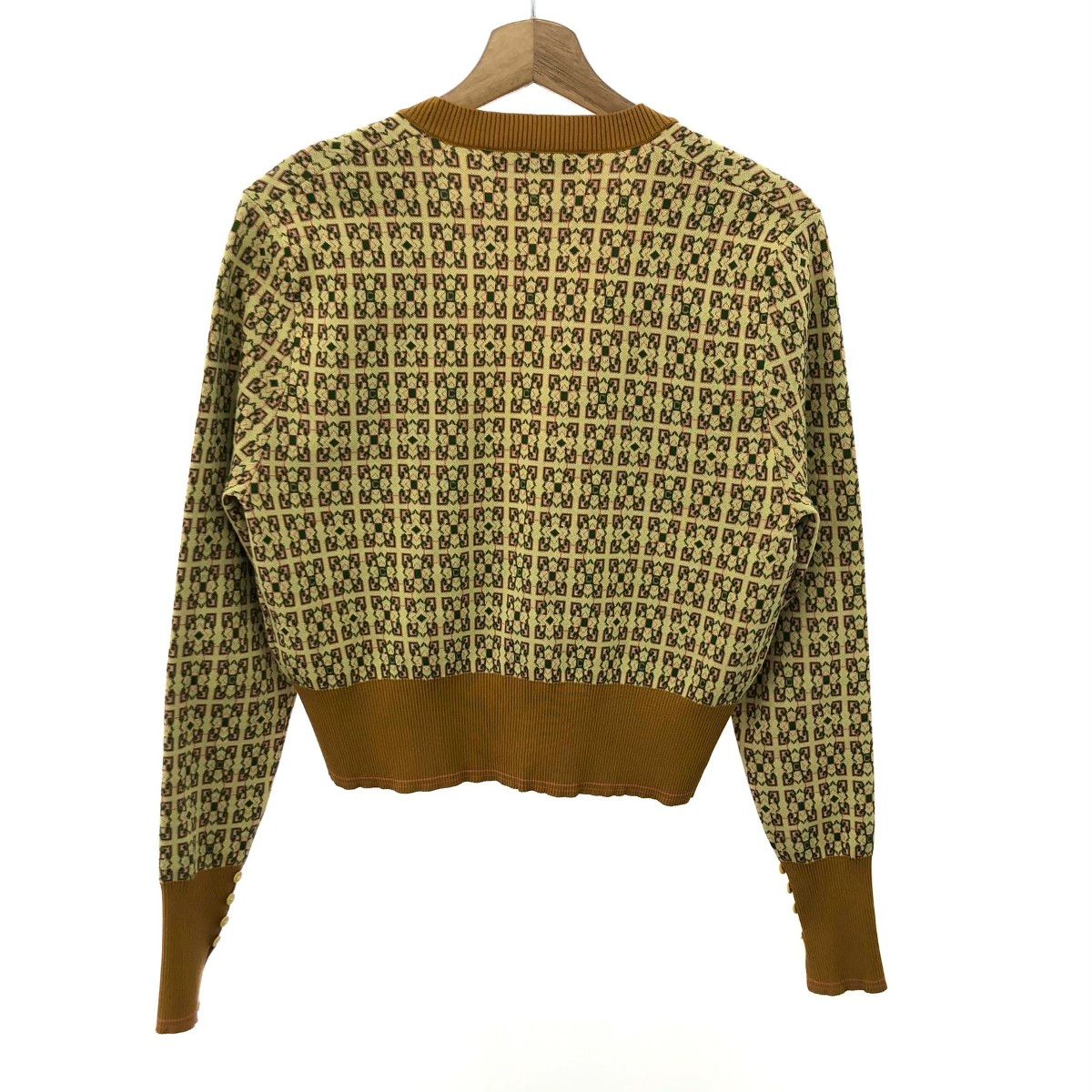 CABaN キャバン コットンポリエステル スクエアジャカードVネック