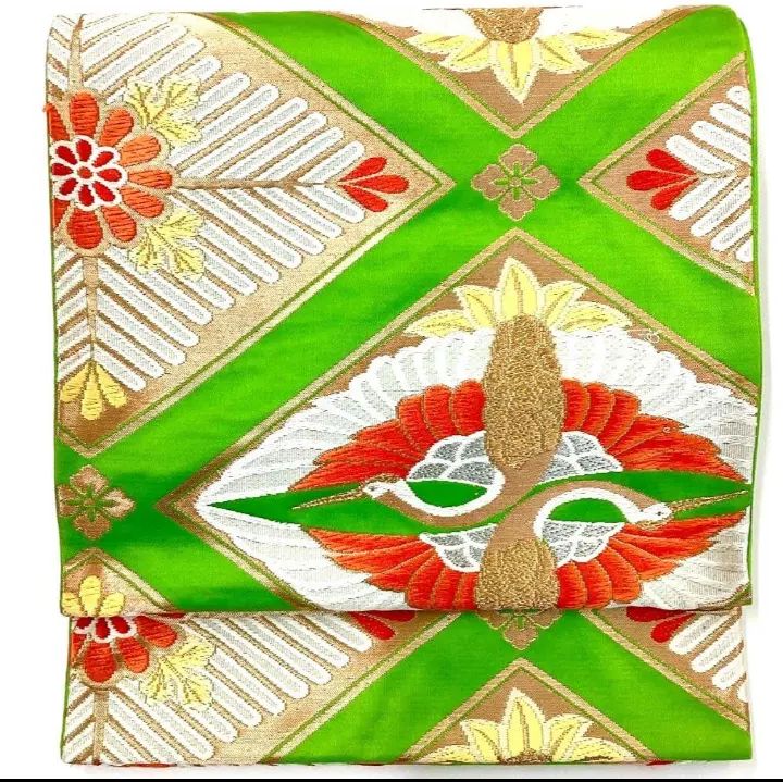 4985］袋帯 向かい鳳凰菱文様 金糸 六通 正絹 着物 フォーマル - メルカリ