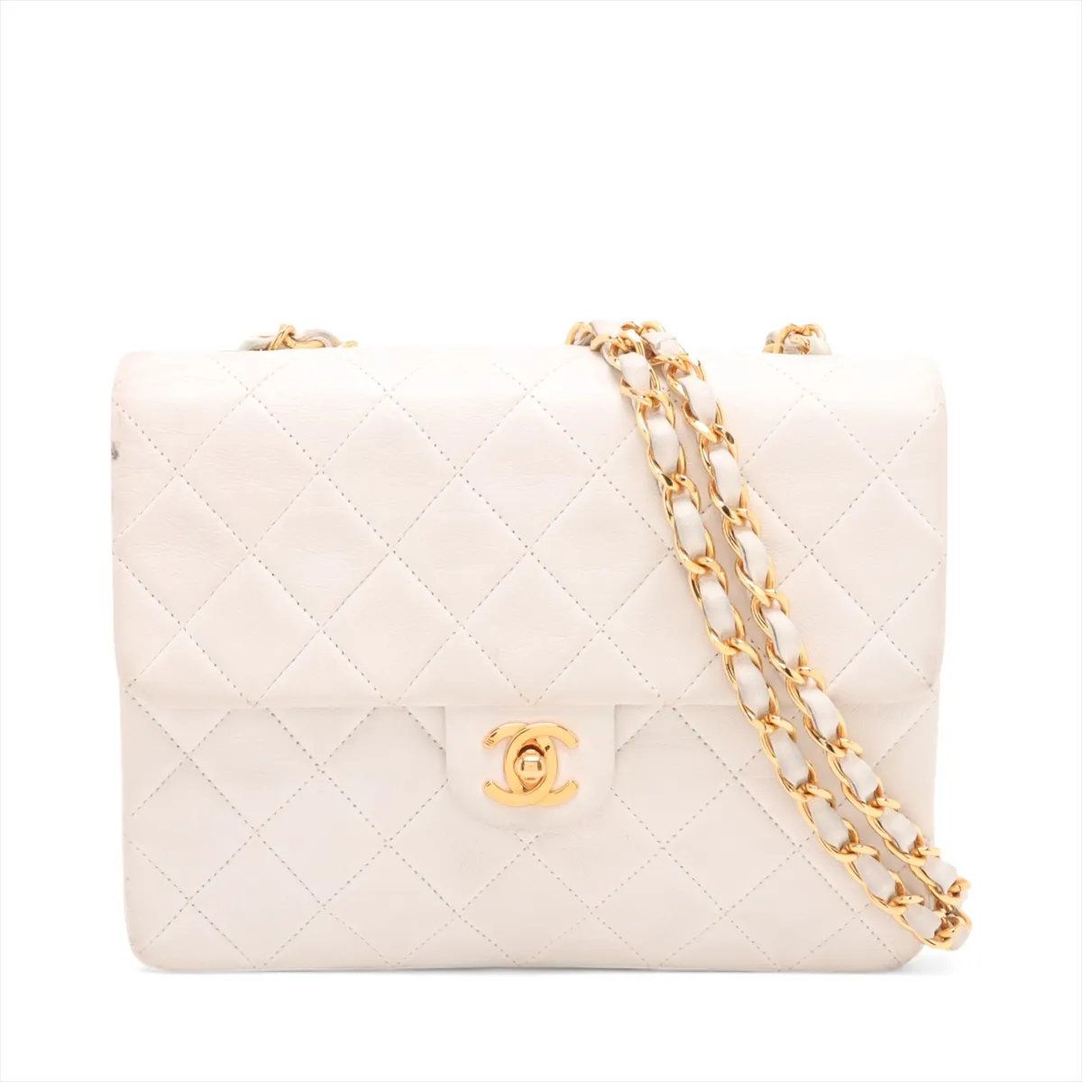 美品 シャネル マトラッセ ラムスキン レザー チェーン ショルダー