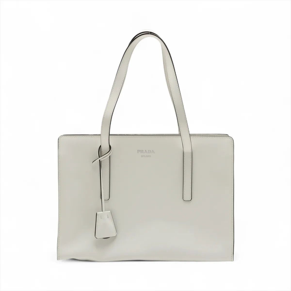 美品 プラダ レザー トート バッグ 肩掛け ショルダー ハンド ホワイト