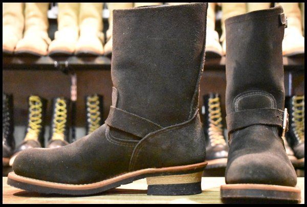 9 D 10年 レッドウィング 8274 黒スエード エンジニア ブラック ラフアウト スチールトゥ プルオン ブーツ redwing FL 355