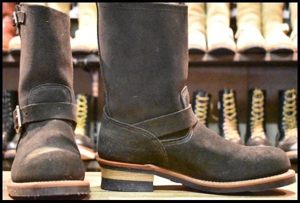9 D 10年 レッドウィング 8274 黒スエード エンジニア ブラック ラフアウト スチールトゥ プルオン ブーツ redwing FL 355