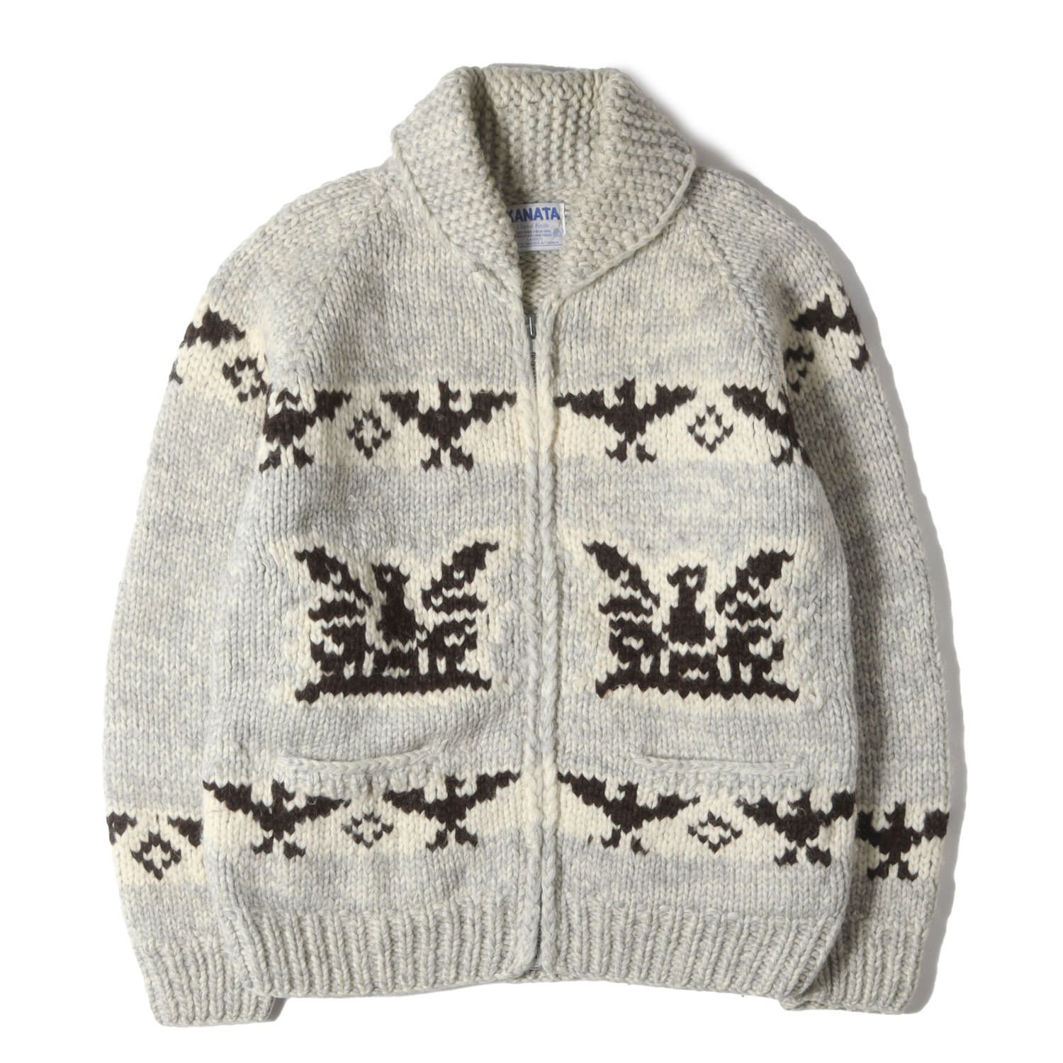 KANATA カナタ カウチン ライトグレー アイボリー サイズ:L/XL相当