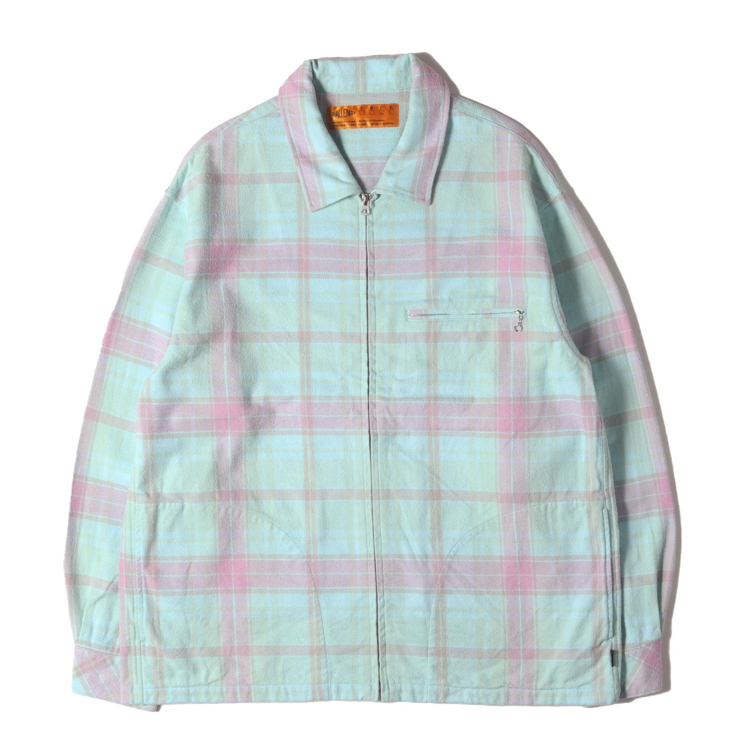 チャレンジャー　ジップアップ　チェックシャツ　ミント チャレンジャー ジップアップ チェックシャツ ミント CHALLENGER