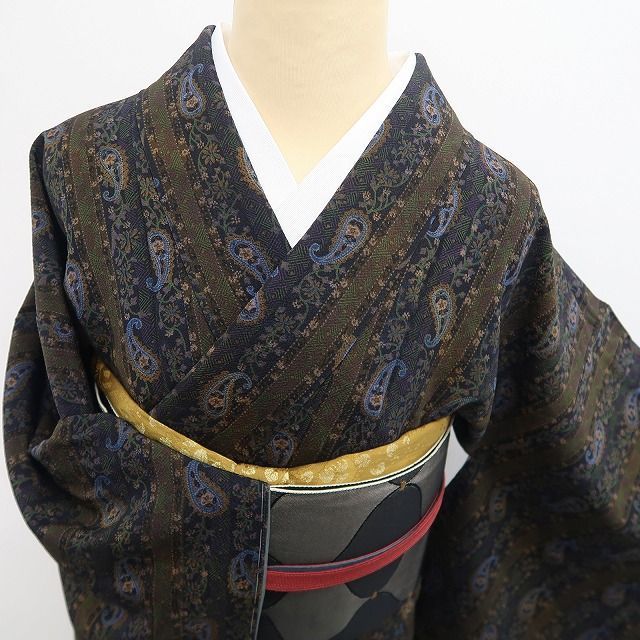❁tomihisa❁新品 やまと誂製 前田仁仙 落款 ペイズリー 着物 正絹