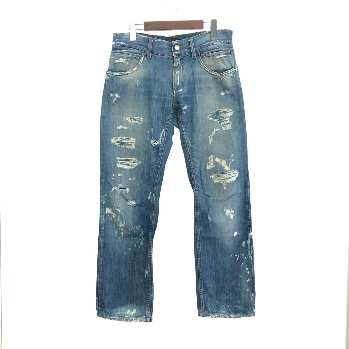 DOLCE&GABBANA ドルチェ&ガッバーナ メージ加工デニムパンツ サイズ:44 