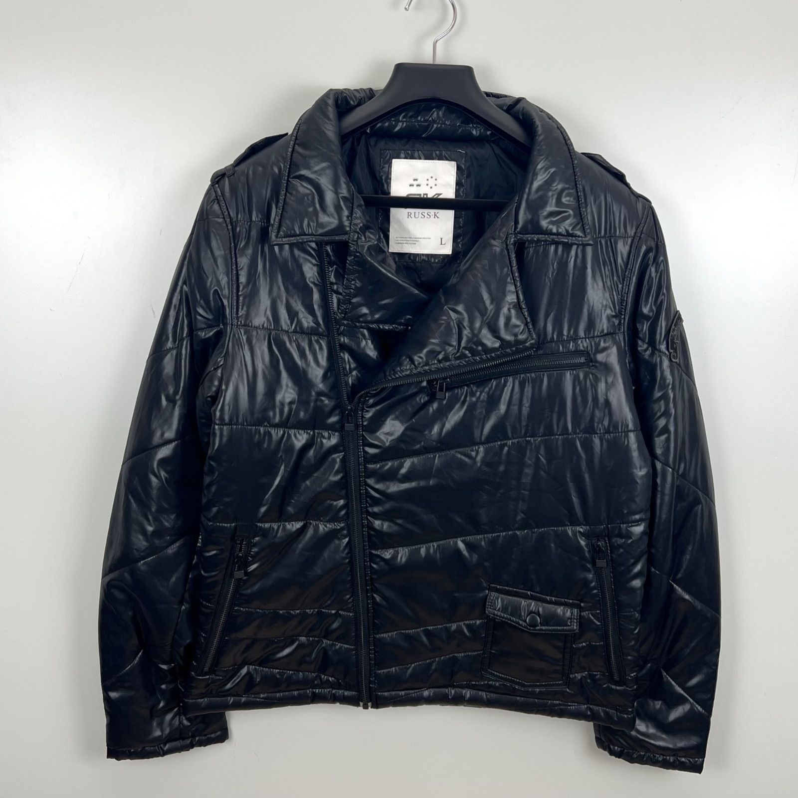 RUSS-K 00s y2k archive shiny puff double riders jacket L ラスケー