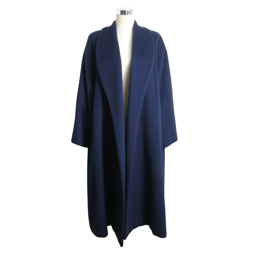 yoshie inaba ヨシエイナバ ロングコート レディース 青 38 B3 美品 yoshie inaba ヨシエイナバ PIACENZA ピアチェンツァ オーバー