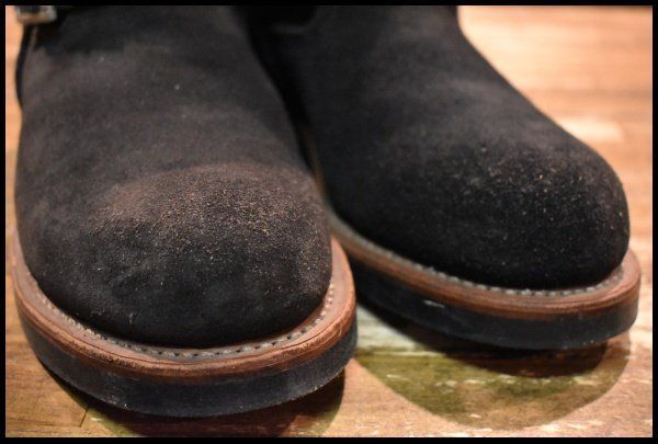  7 D 10年 レッドウィング 8274 黒スエード エンジニア ブラック ラフアウト スチールトゥ プルオン ブーツ redwing FL 366 エンジニアブーツ ブーツ 革靴