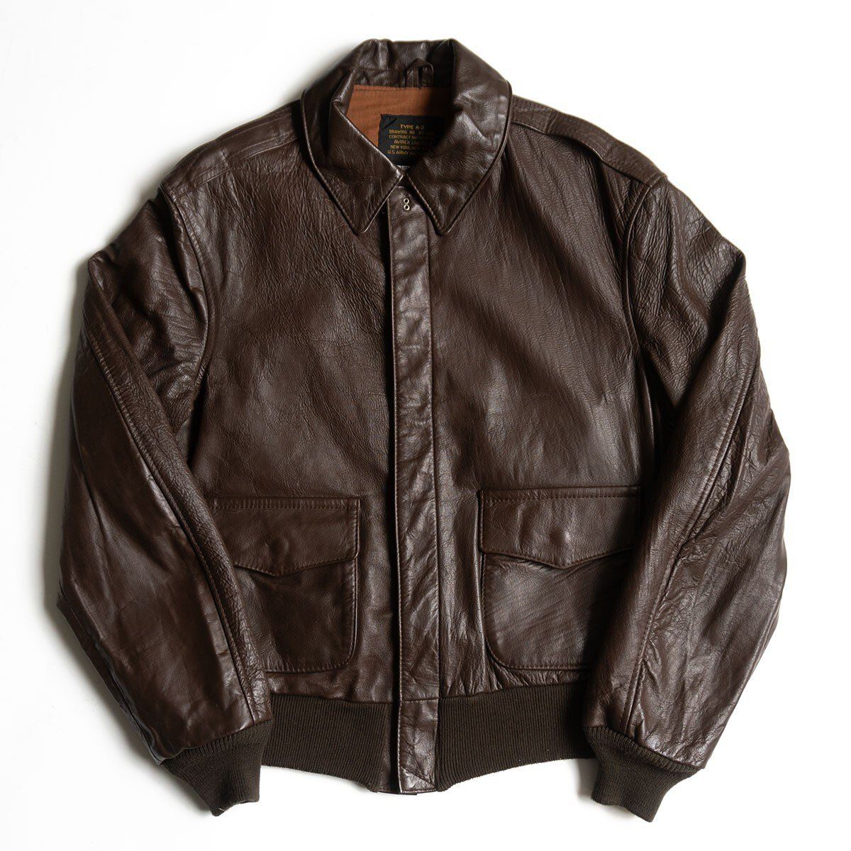 美品】AVIREX【A-2 ホースハイド フライトジャケット】 38 ブラウン