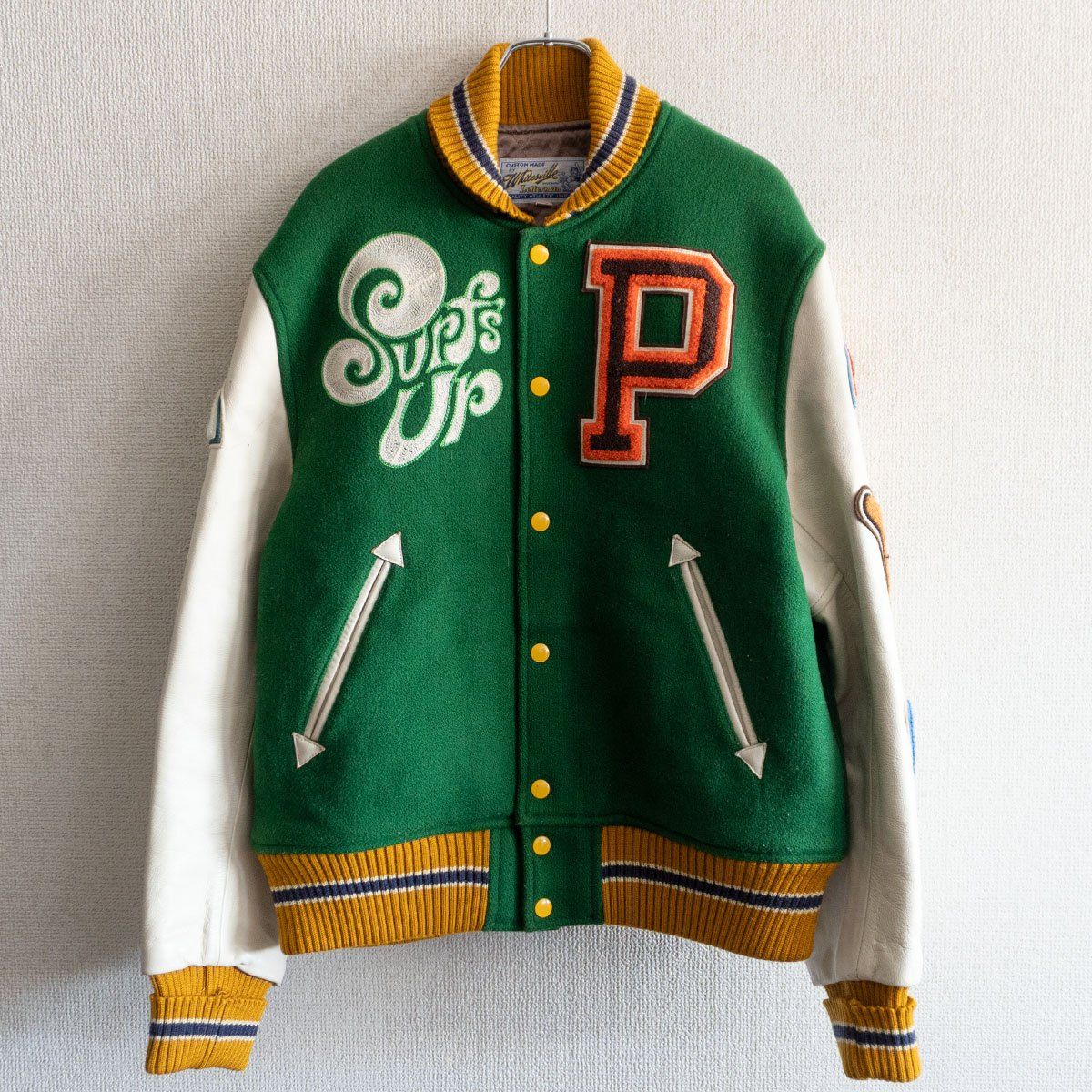 雰囲気抜群】WHITESVILLE【フルデコ レザースリーブ スタジャン】40