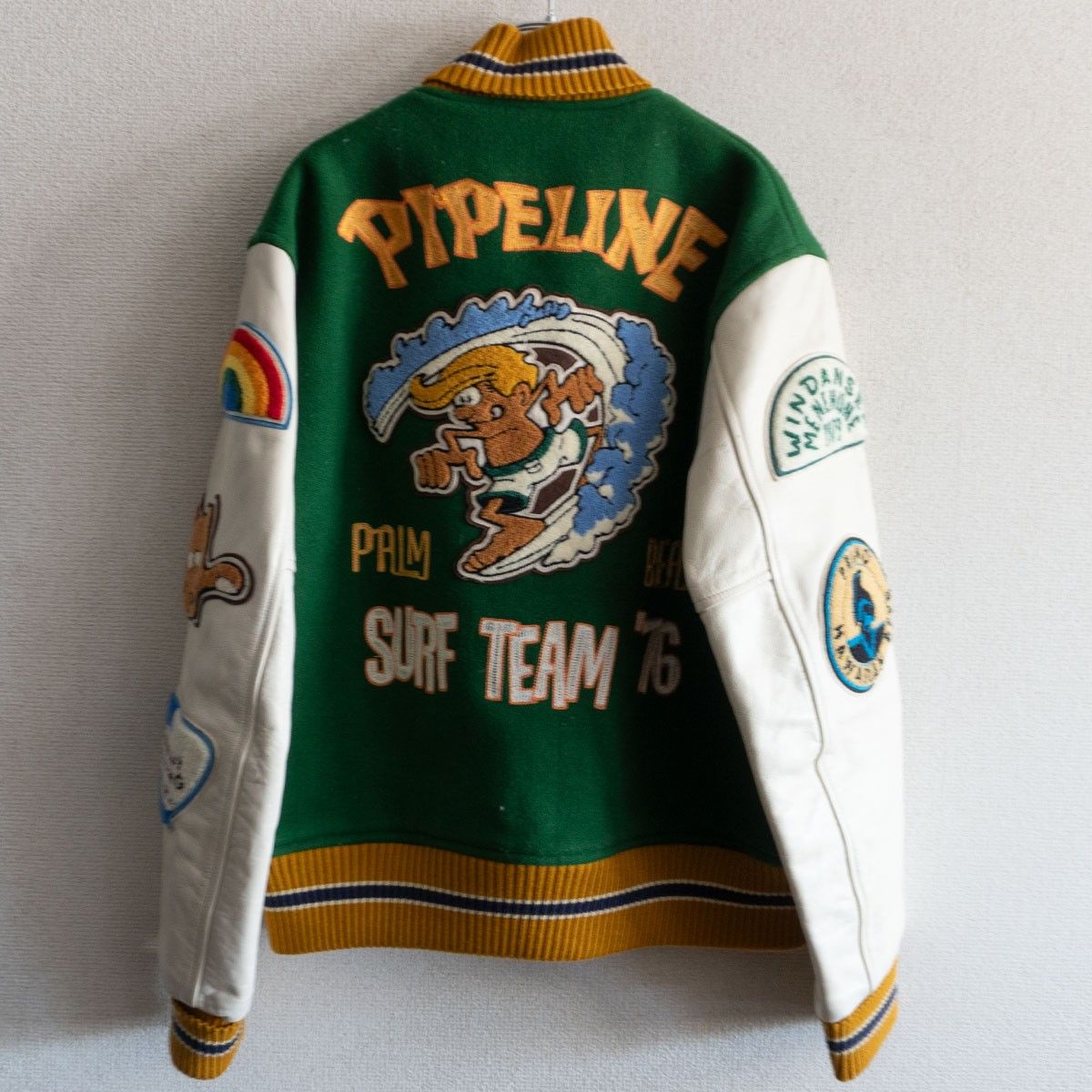 雰囲気抜群】WHITESVILLE【フルデコ レザースリーブ スタジャン】40