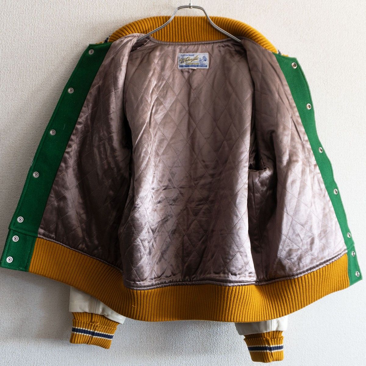 雰囲気抜群】WHITESVILLE【フルデコ レザースリーブ スタジャン】40