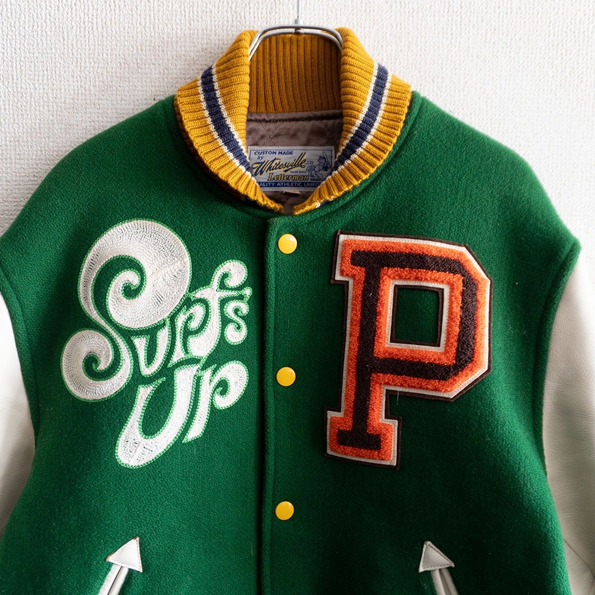 雰囲気抜群】WHITESVILLE【フルデコ レザースリーブ スタジャン】40