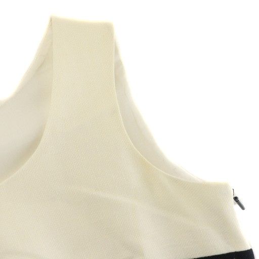 ルネ Rene ノースリーブワンピース ひざ丈 32 白 ホワイト 黒 ブラック