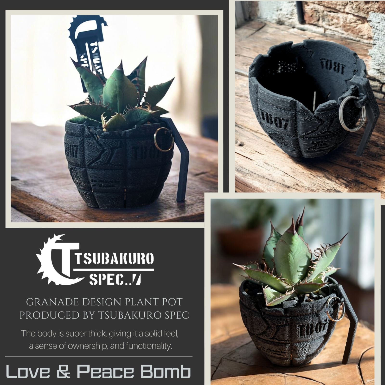 3Dプリンター鉢 3Dプリント鉢 植木鉢 作家鉢 浅鉢 浅型 TsubakuroSpec