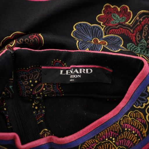 レオナール　カットソー　大きいサイズLL ペイズリー　トリム　ブラック　シルク混 レオナール カットソー 大きいサイズLL ペイズリー トリム ブラック